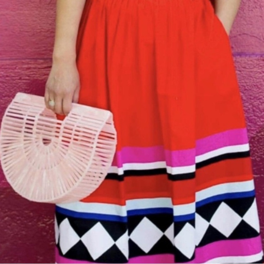 KATE SPADE Geo Border Poplin Skirt